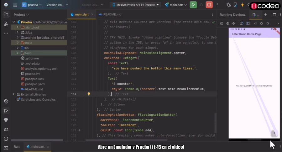Abre un Emulador y Prueba (11:45 en el video)