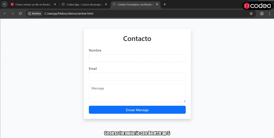 Centrar formulario con Bootstrap 5