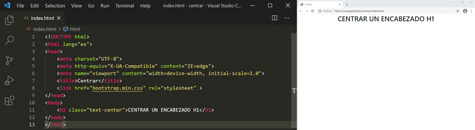 Centrar h1 con bootstrap