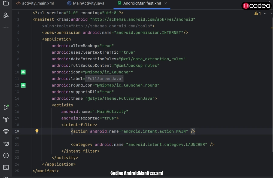 Configuración en  AndroidManifest.xml