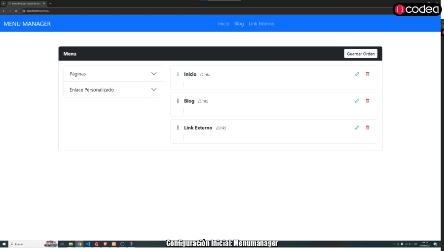 Configuración Inicial: Menumanager
