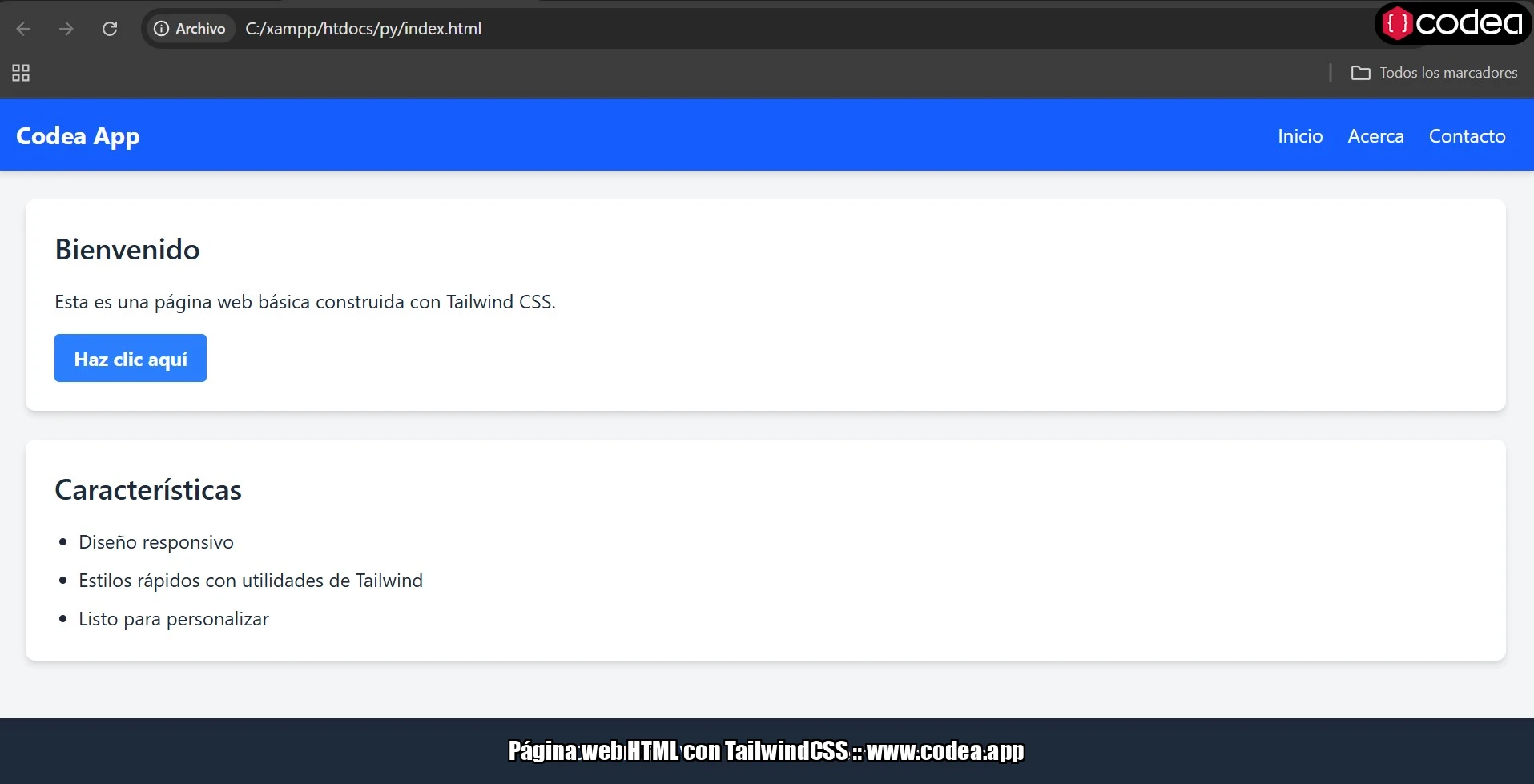 Página web HTML con TailwindCSS