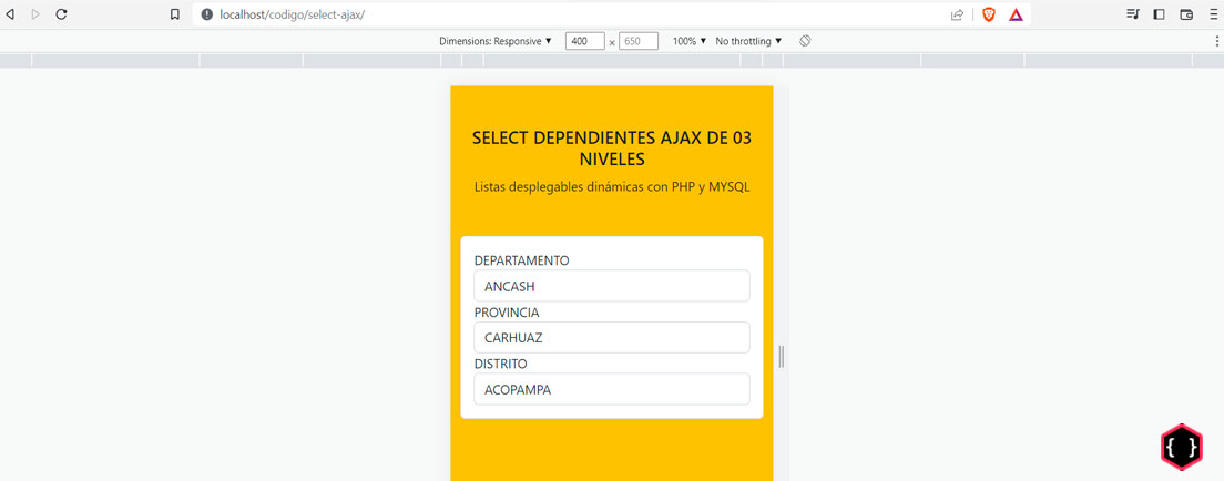 Select Dependientes Ajax movil