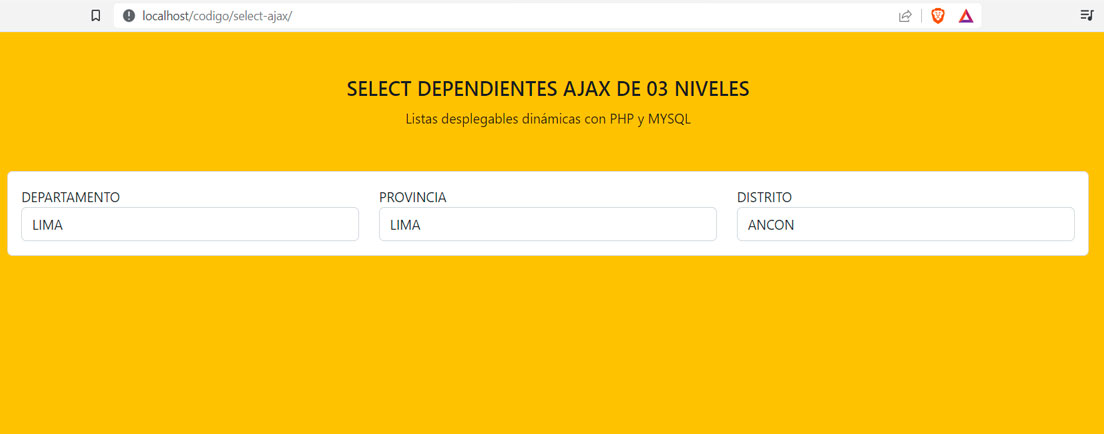 Select Dependientes Ajax