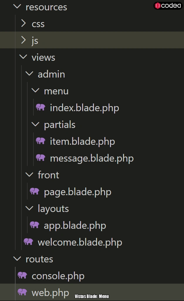 Vistas blade para gestionar el menu
